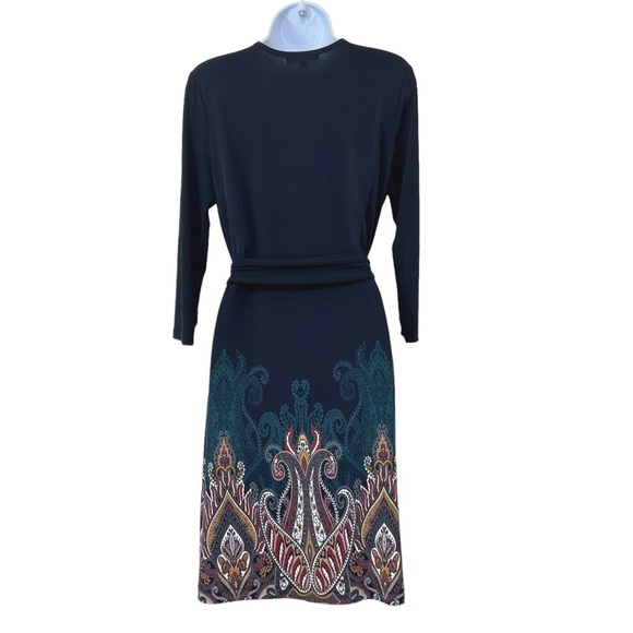Banana Republic Factory Jersey Wrap Dress Size M Womens Blue Paisley Print - Picture 5 of 9